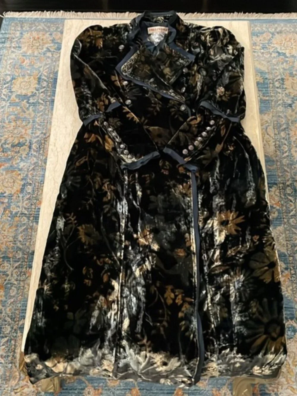NWOT Gorgeous Free People Hazel Puff Shoulder Velvet Duster Coat. S - Picture 5 of 14
